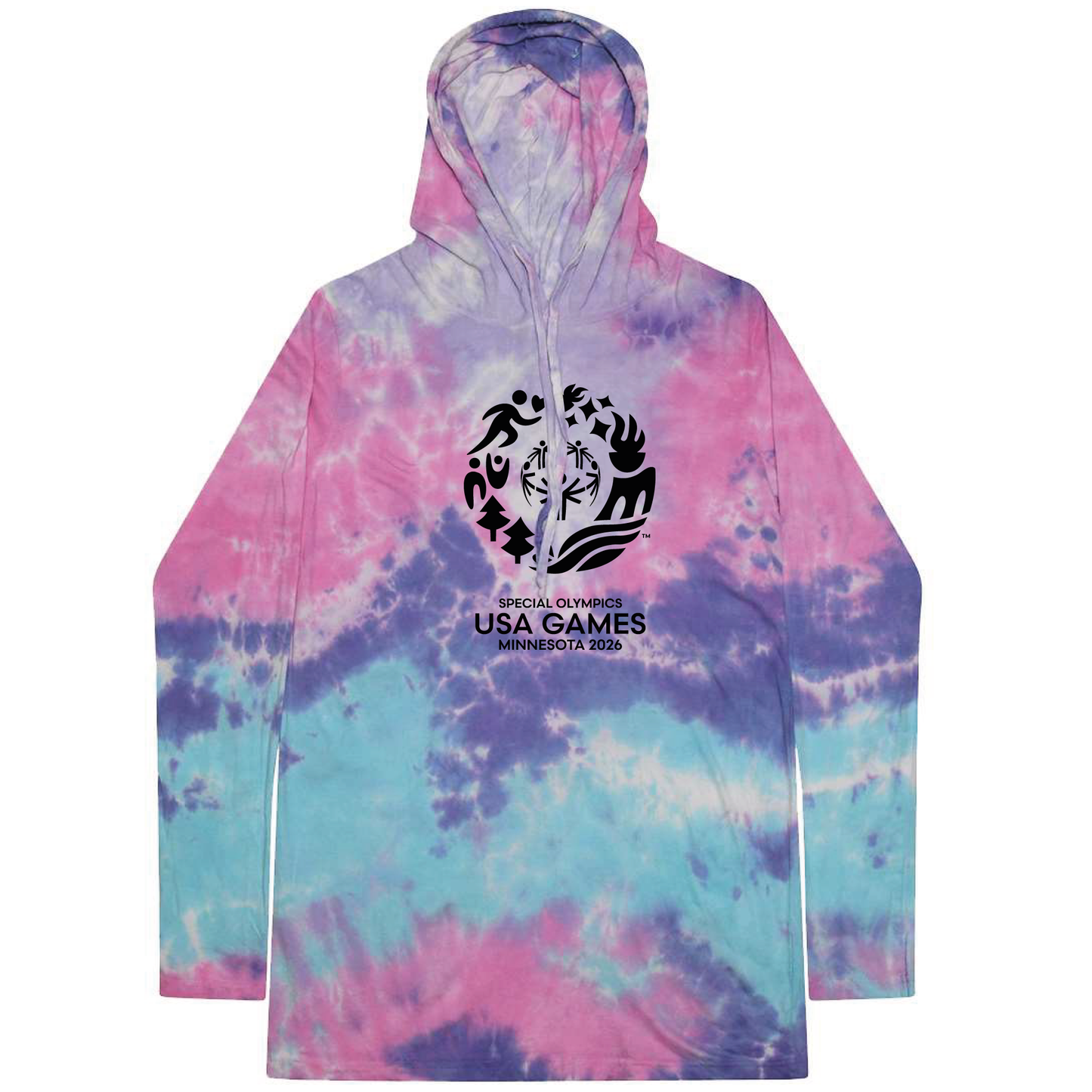 Classic USA Games Tie-Dyed Hooded Long Sleeve T-Shirt
