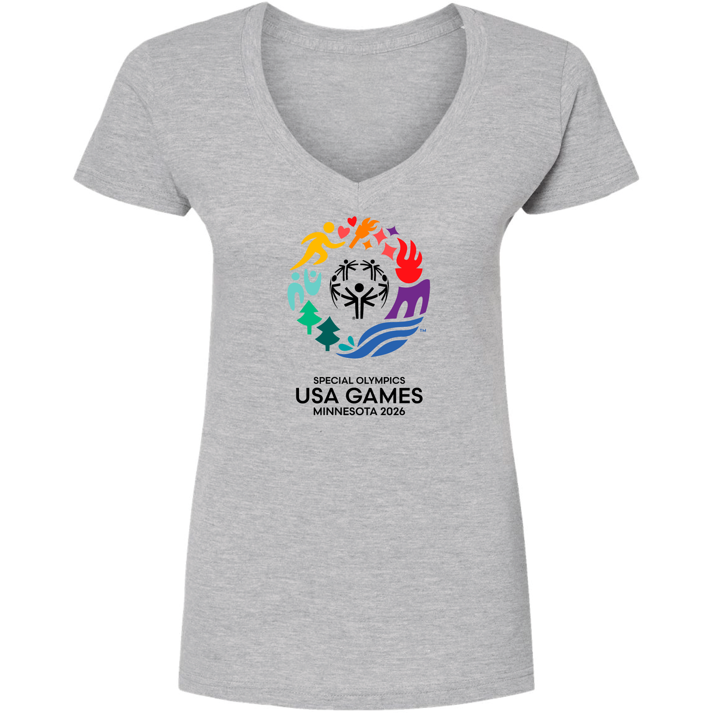 Value Classic USA Games Women's Fine Jersey V-Neck T-Shirt