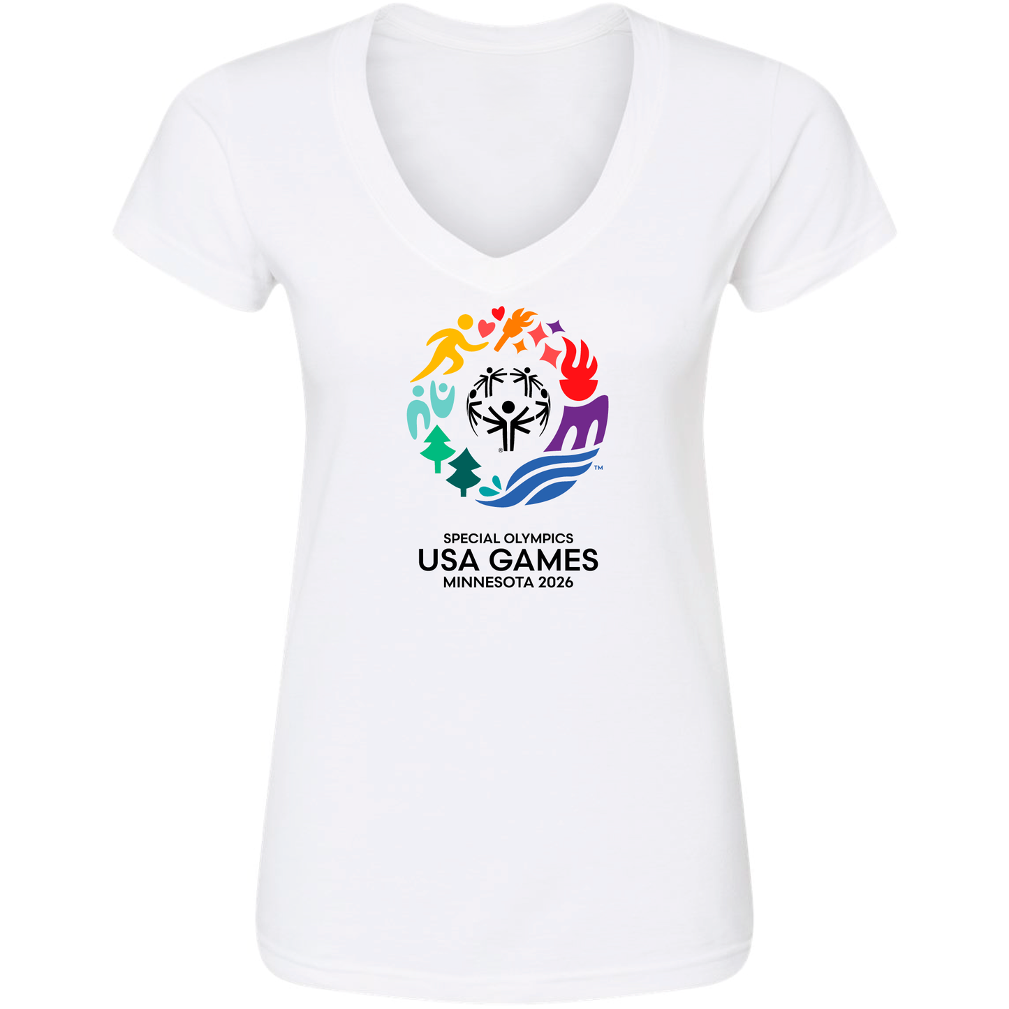 Value Classic USA Games Women's Fine Jersey V-Neck T-Shirt
