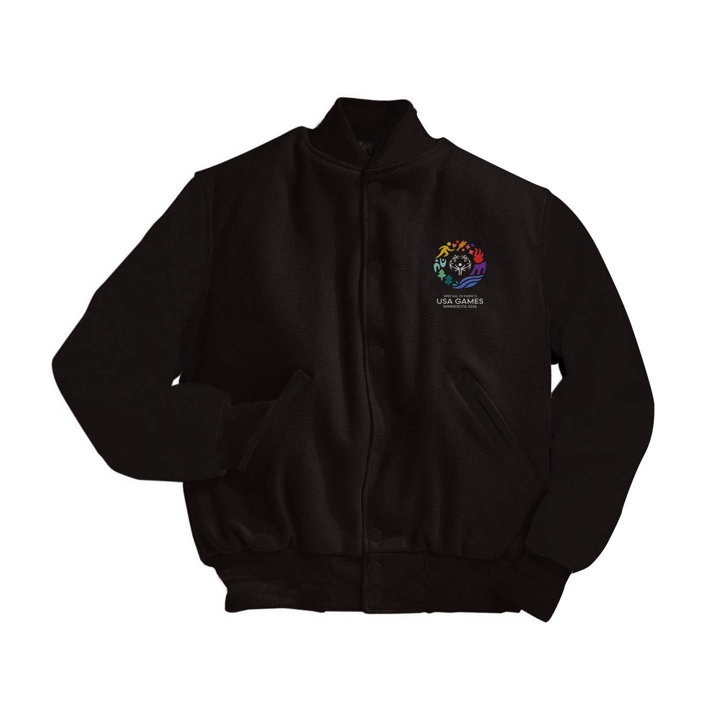 USA Games Ultra Limited Embroidered Varsity Jacket w/ Leather Sleeves