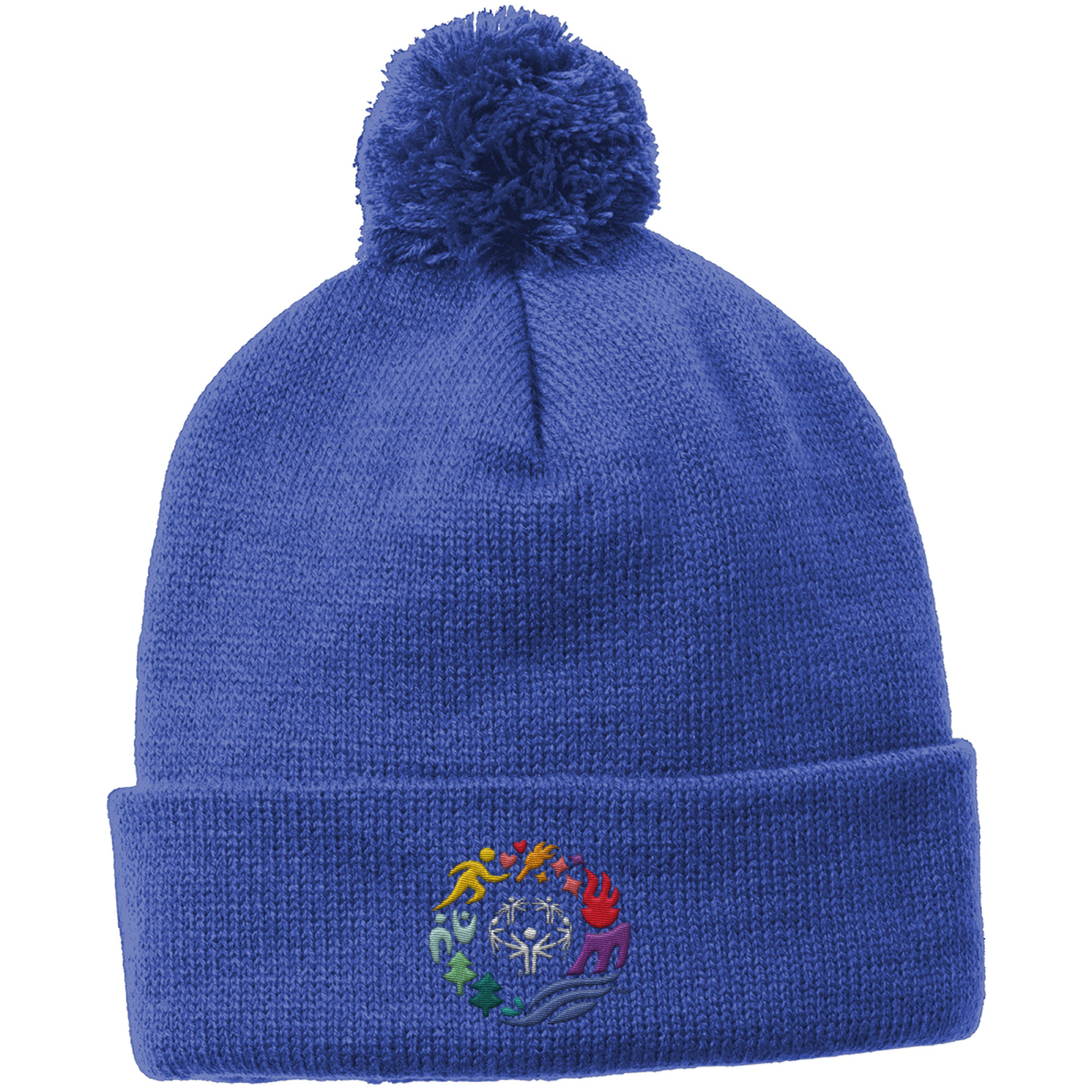 Classic Logo Embroidered Solid Pom Pom Beanie