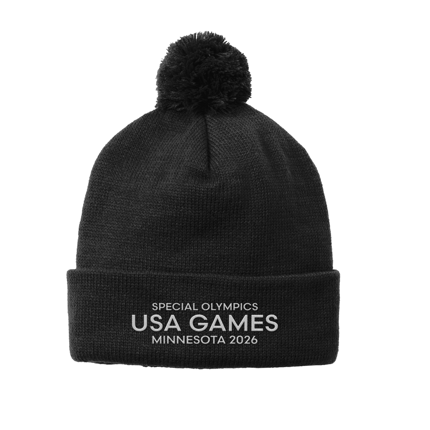 Classic Logo Embroidered Solid Pom Pom Beanie