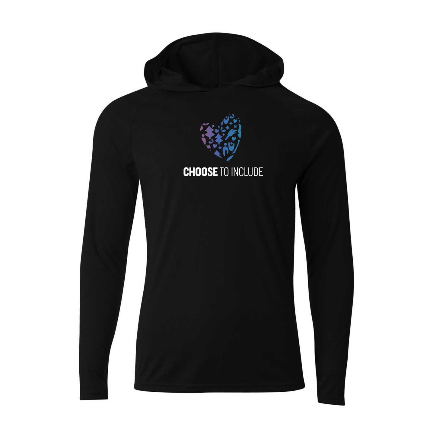 Heart of Inclusion Unisex Cooling Performance Long Sleeve Hooded Tee