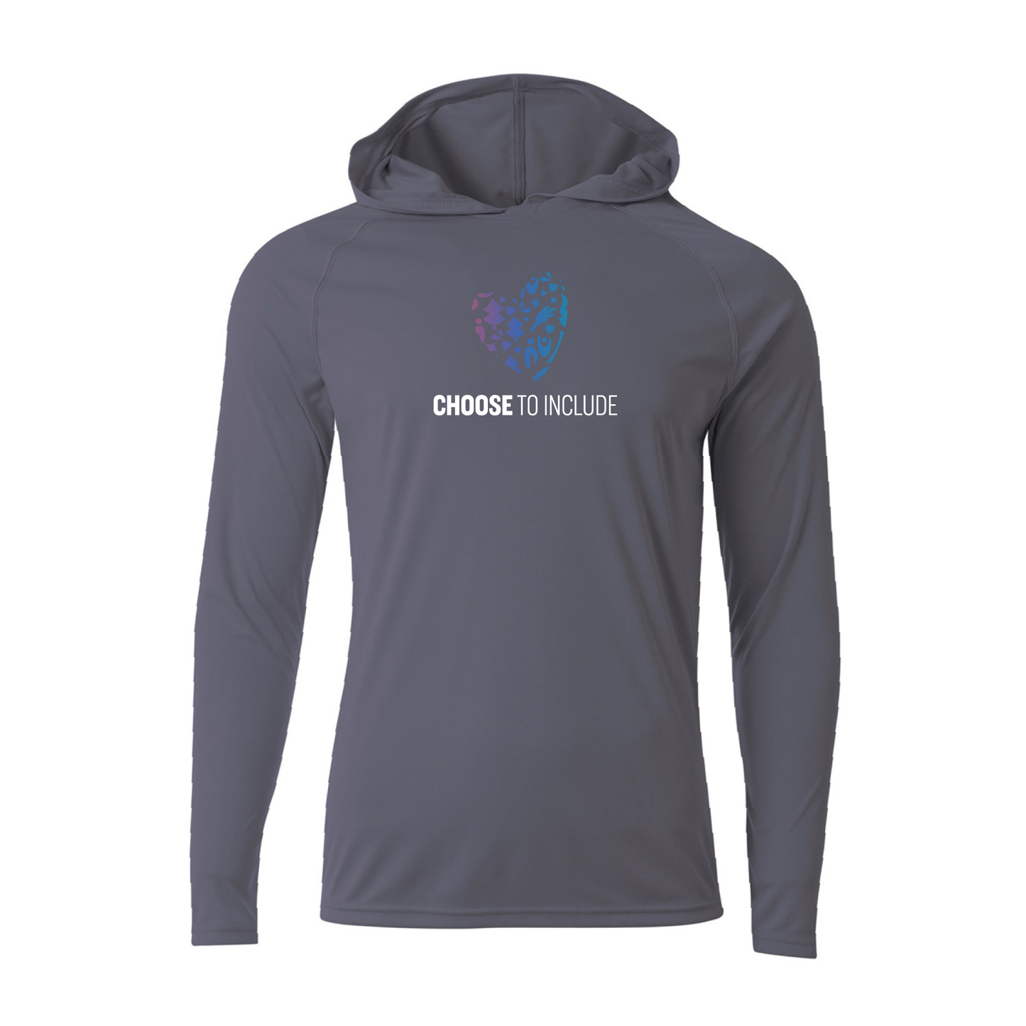 Heart of Inclusion Unisex Cooling Performance Long Sleeve Hooded Tee