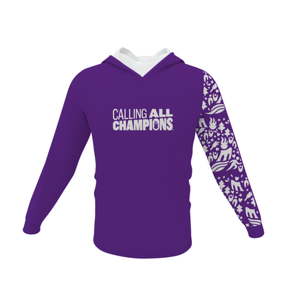 Iconic Single Sleeve Calling All Champions™ Premium Performance Long Sleeve Tee w/Hood